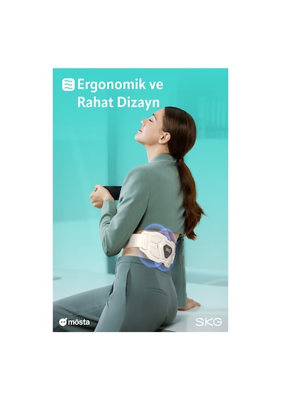 Skg W9 Pro Tens-Ems Bel Ve Sırt Masaj Aleti, Isı Terapisi-Termoterapi, Fototerapi Bel Kemeri Krem
