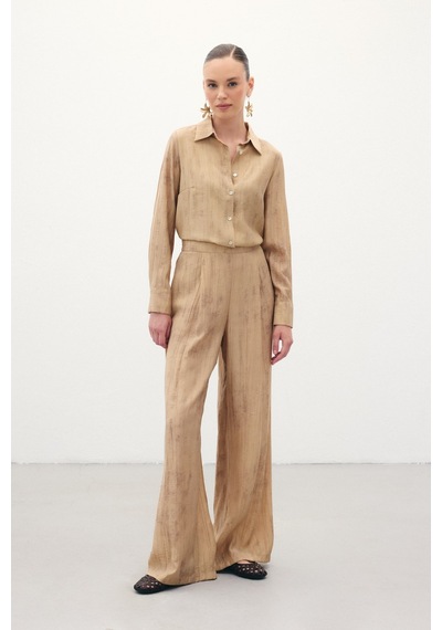 Sateen Desenli Salaş Pantolon - Camel-136278 Camel