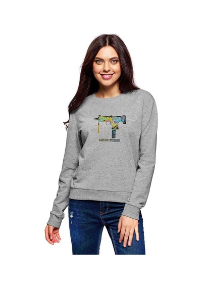 Mac 1O I Stalker Baskılı Gri Kadın Sweatshirt