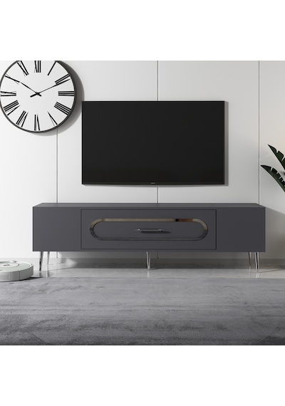Bişkek Tv Sehpası Tv Ünitesi 150 Cm Antrasit Gümüş