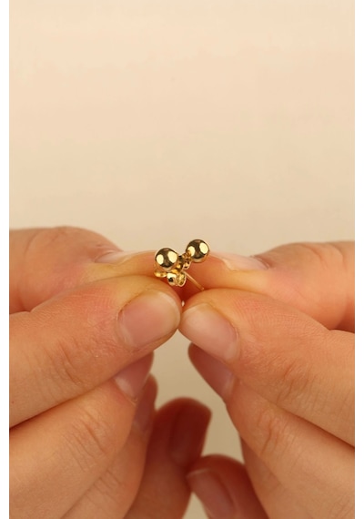 14 Ayar 2mm Top Altın Küpe
