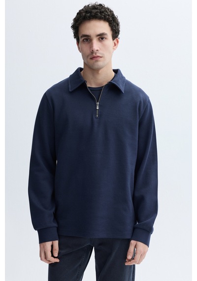 Mudo Erkek Erkek Lacivert Comfort Fit Fermuarlı Dik Yaka Sweatshirt 1264192