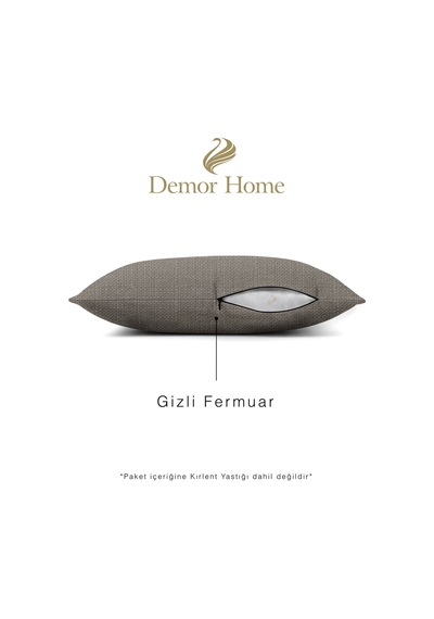 Br Demor Home Keten Dokulu Gümüş Grisi Kırlent Yastık Kılıfı Gümüş Gri