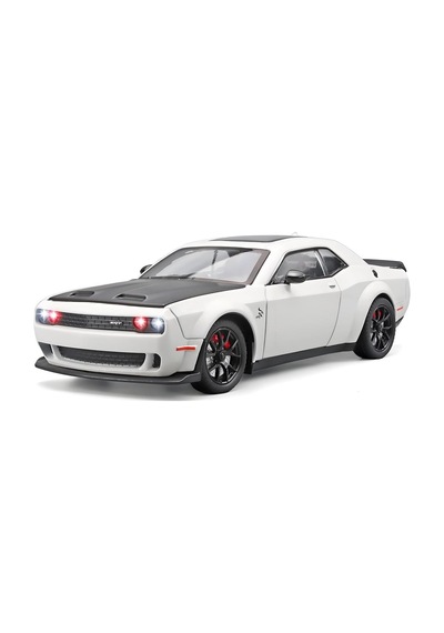 Dodge Challenger Srt Hellcat 1:24 Diecast Metal Araba Koleksiyon Sesli Işıklı Beyaz