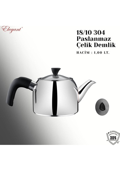 Mirage Orta Boy Bakalit Kulplu Çaydanlık Takımı - Siyah Siyah