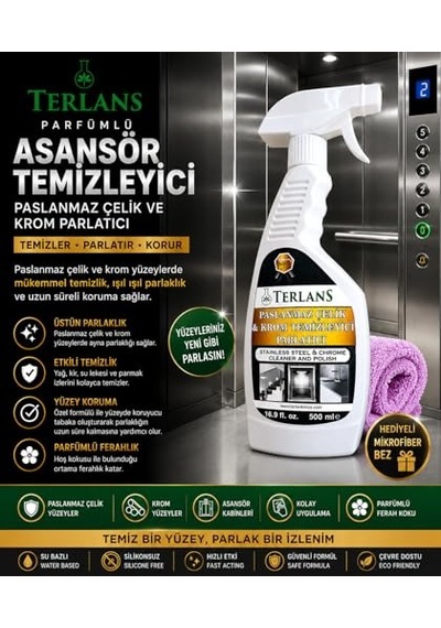 Asansör Temizlik Bakım Seti Kabin Ayna Temizleyici Mikrofiber Bez Genel