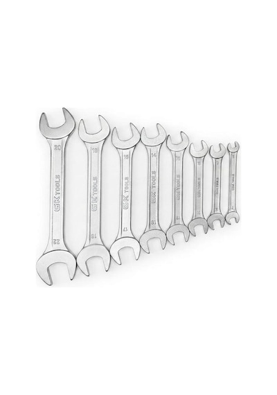 Proalet Gk Tools 1. Kalite Krom Vanadyum Açık Ağız Anahtar Takımı 8 Parça 6-22 Mm , İki Ağızlı Paslanmaz El Aletleri Seti, Özel Taşıma Standlı İki Yönlü Somun Sıkma Ve Sökme Seti