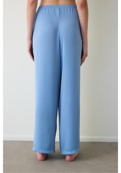 Penti Mavi Luna Saten Geniş Paça Pijama Altı