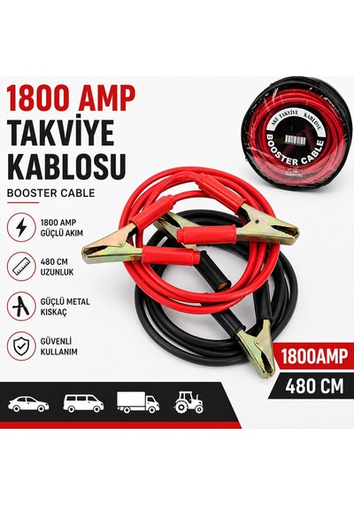 1800 Amper Akü Takviye Kablosu 4.8 Metre - Tır Kamyon Ağır Vasıta Akü Kablosu Çantalı
