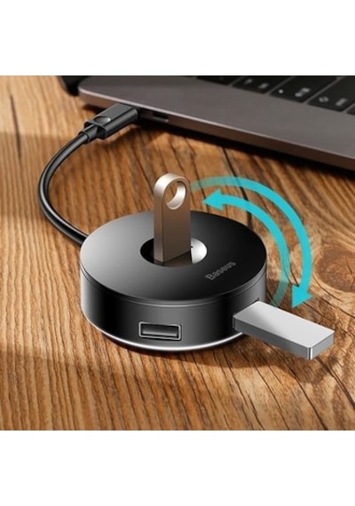 Baseus 4 Portlu Usb Çoğaltıcı Usb Hub Windows Apple Uyumlu MacBook - USB Siya
