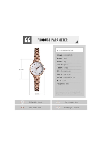 Skmeı 1410 Lüks Kuvars Kadın Izle Bayanlar Çok Yönlü Çelik Su Geçirmez Zarif Kadın Kol Saatleri Kız Saat Rose Gold