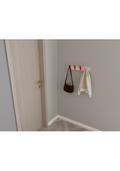 Hepsi3boyutlu Modern Duvar & Kapı Kanca Askılık - 4 Adet Kırmızı Kanca Askılık - Model No : 5 Kırmızı