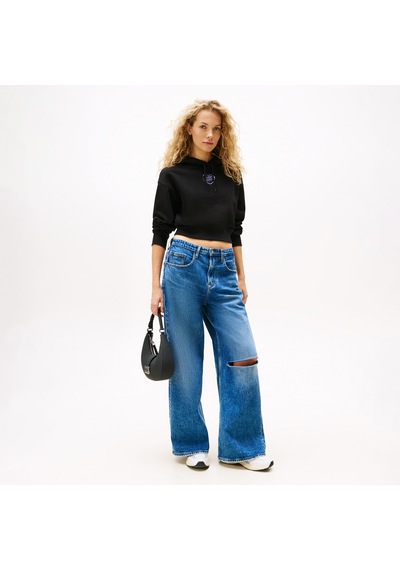 Tommy Hilfiger Tommy Jeans Crop Heart Slim Kadın Siyah Sweatshirt Dw0dw21408 Siyah