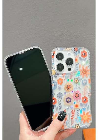 İphone 12 Uyumlu Kılıf Solmayan Imd Baskı Desenli, Şeffaf Tpu+pc Botanik Kapak