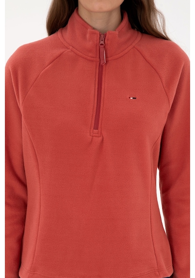 U.S. Polo Assn. Kadın Kiremit Fermuarlı Dik Yaka Polar Sweatshirt 50316714-VR026
