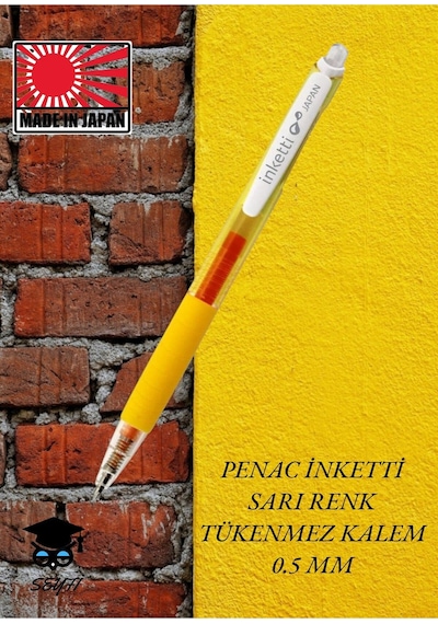 Penac İnketti Jel Tükenmez Kalem Basmalı 0.5 Mm Uç İnceliği Sarı
