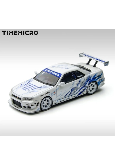 Time Micro 1/64 Skyline Gt-r R34 Drift Flame White 2026 Nightingale