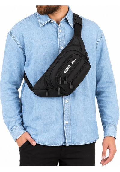 Newish Polo Çapraz Bel Ve Omuz Çantası - Free Bag Siyah Beyaz Siyah - Beyaz