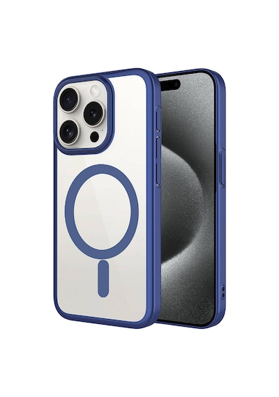 Apple Uyumlu iPhone 15 Pro Max Wireless Şarj Özellikli Sert Pc Zore Mat Riksos Magsafe Kılıf-laciver Lacivert Lacivert