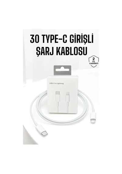 Iphone Uyumlu İos Uyumlu Lightning Hızlı Şarj Tye C Lightning Şarj Kablosu Beyaz