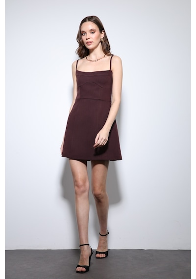 Antioch Askılı Mini Elbise Bordo