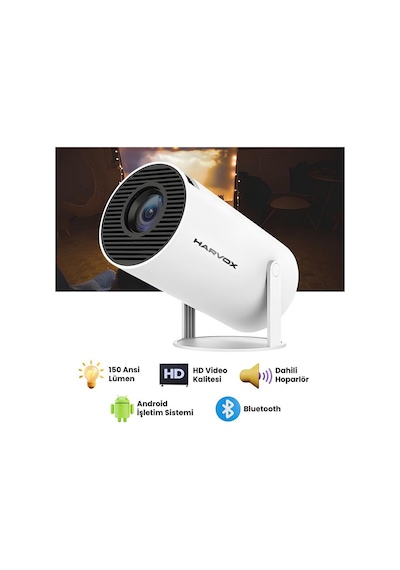 Harvox Hy300 Pro Upgrade Projeksiyon Cihazı Android Wifi Bluetooth Taşınabilir Mini Projektör Hd 720p