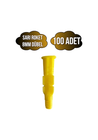 Roket Sarı 8mm Dübel Beton Tuğla Briket Dubeli 8mm Sarı Roket 100 Adet