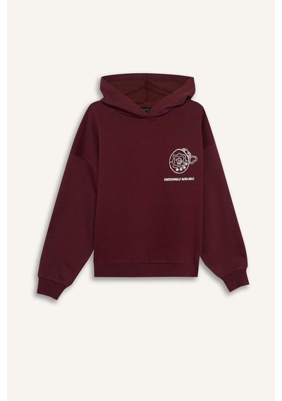 Defacto Coool Overshirt Fit Kapüşonlu Baskılı Kalın Kumaş Sweatshirt G0181ax25wnbr98 Bordo Defacto Coool Overshirt Fit Kapüşonlu Baskılı Kalın Kumaş Sweatshirt G0181ax25wnbr98 Bordo