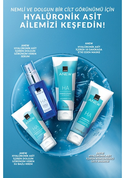 Anew Ha Nemlendirici Ve Dolgun Görünüm Veren 10 Dakikalık Yüz Maskesi 75 Ml. Üçlü Paket