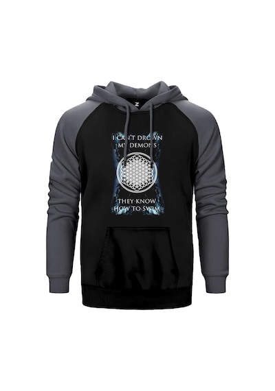 Bring Me The Horizon I Can't Drown My Demons Gri Renk Reglan Kol Kapşonlu Sweatshirt Gri