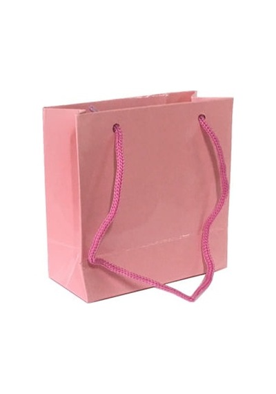 11X11 Cm Pembe Düz Renk Tutma Ipli 50 Li Mini Karton Çanta