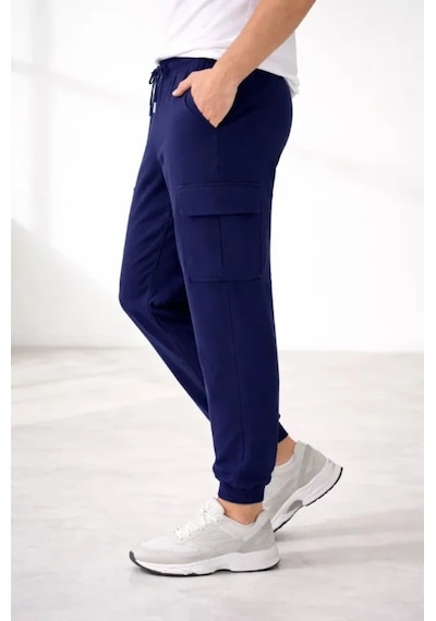 Oada Erkek Jogger Eşofman Altı Regular Fit , Kargo Cepli, Lastikli Paça, Günlük Spor Pantolon - Lacivert