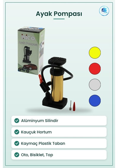 Dikey İnce Pistonlu Ayak Pompası Oto Bisiklet Top Hava Metal Sili