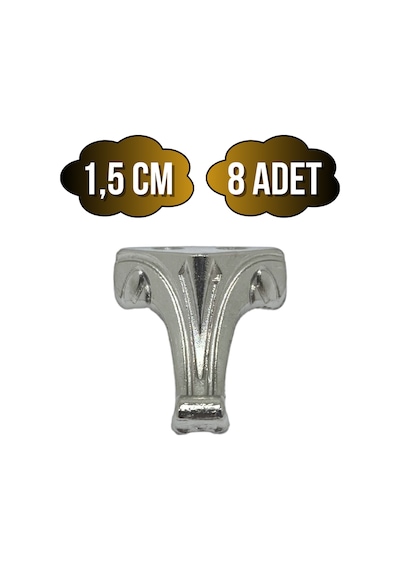 Moda Metal Ayak Çeyiz Ve Hediye Kutusu Mobilya Ayağı 1,5cm Gümüş 8 Adet Gümüş