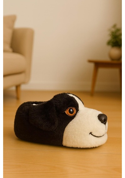 Unisex Yetişkin Köpek Figürlü Peluş Panduf Ev Pandufu Ev Botu Taba