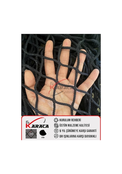 Kedi Güvenlik Filesi 1.5x10 Metre - Siyah Renk, 3mm İp Kalınlığı, 3.5x3.5 Cm Gözenek
