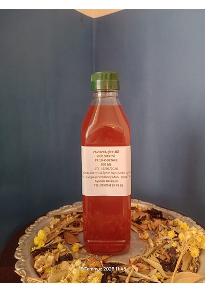 El Yapımı Doğal Fermente Filtre Edilmemiş Katkısız Gül Sirkesi 500 Ml
