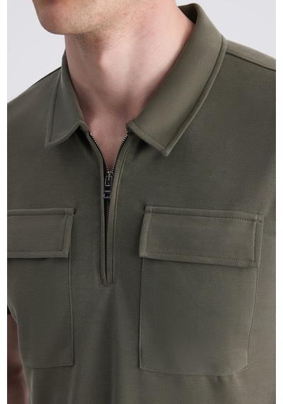 Twn Slim Fit Haki Düz Modal T-shirt 4ec1459811112 H01