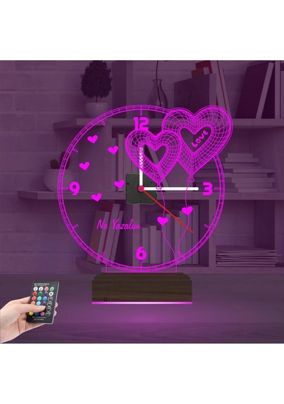 Luvivia Sevgiliye Hediye Kalp V2 Kişiye Özel Saatli 3d Lamba - Masa Gece Lambası