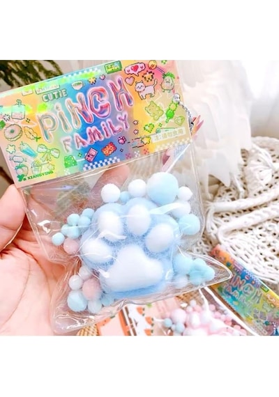 Kedi Patisi Taba Squishy Stress Oyuncağı Sukuşi Pati, Tüylü Oyuncak Mavi Diğer