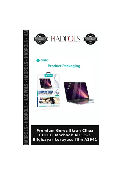 Premium Gereç Ekran Cihaz Coteci Macbook Air 15.3 Bilgisayar Koruyucu Film A2941