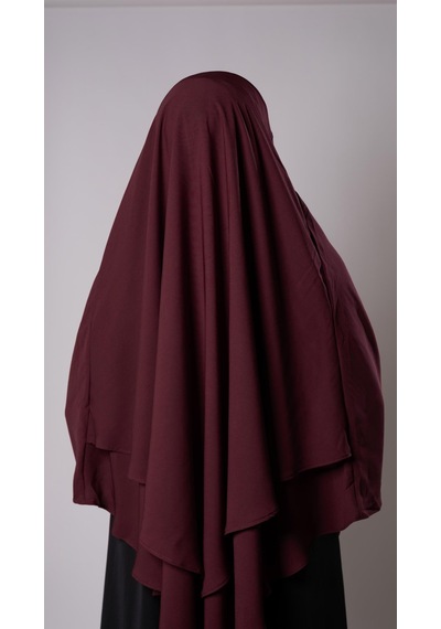 Hürrem Bone Bordo Pratik Hazır Geçmeli Tesettür Eşarp Krep Bağcıklı Çift Katlı Sufle Hijab 2314 16 Bordo