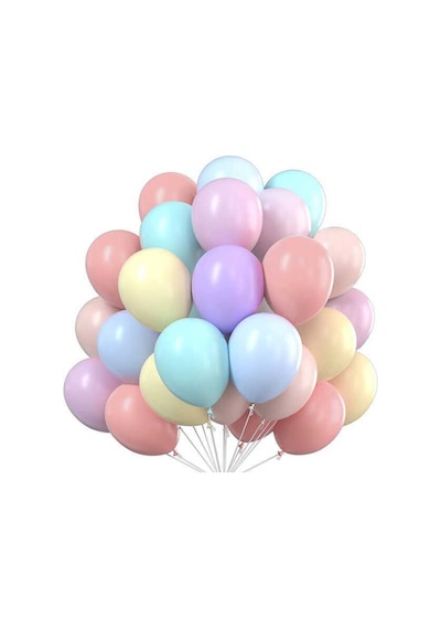 Balon Düz 10 İnc Makaron Karışık Rengarenk Pk:100 Çok Renkli