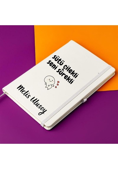 Kişiye Özel Sütü Çilekli Seni Sürekli Tasarımlı Defter