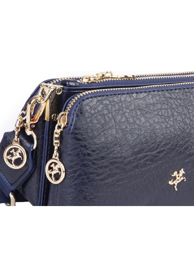 Nas Bag Mini Boy Kadın 3 Gözlü Çapraz Çanta En 18 Cm Boy 11 Cm Lacivert Victoria Laci