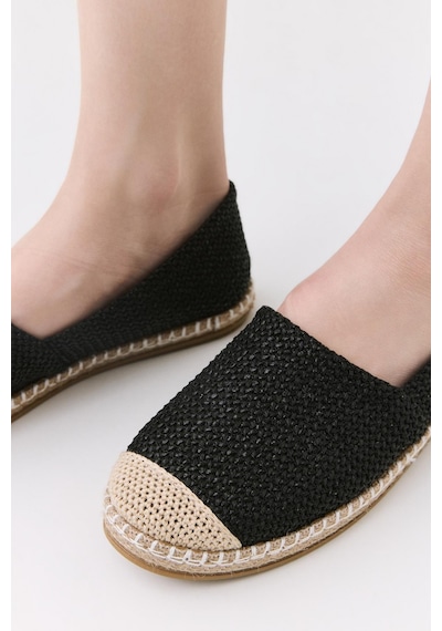 Yaya By Hotiç Kadın Siyah Çizgili Hasır Detaylı Espadril Siyah