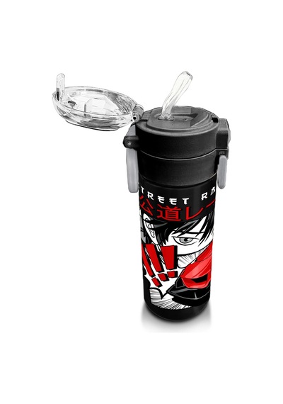 Coral High Kids Siyah Kırmızı Anime Araba Desenli Pipetli Ve Direkt İçim Çelik Termos 500 Ml 31948 Kırmızı - Mavi - Siyah