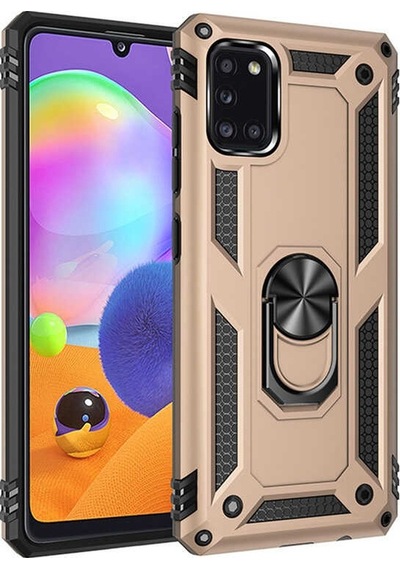 Samsung Galaxy Uyumlu A31 Kılıf Tank Zırh Yüzüklü Mıknatıslı Standlı Kapak Vega