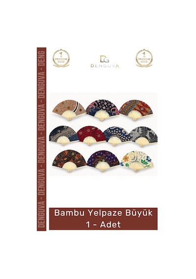Yelpaze Doğal El İşçiliği Şık Hediyelik Modern Katlanabilir Yazlık Tasarım Bambu Yelpaze Büyük - 1