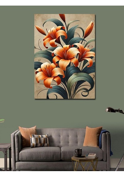 Kanvas Tablo Turuncu Çiçek Bahçesi 50cmx70cm
